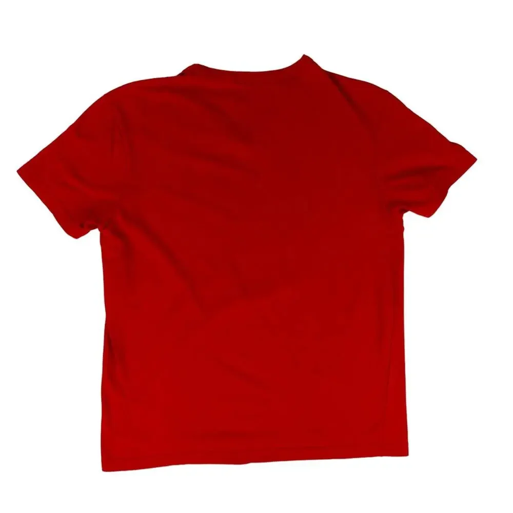 Guess Men's Red V-Neck Graphic Logo T-Shirt Fitted Cotton Tee Medium - Picture 3 of 6
